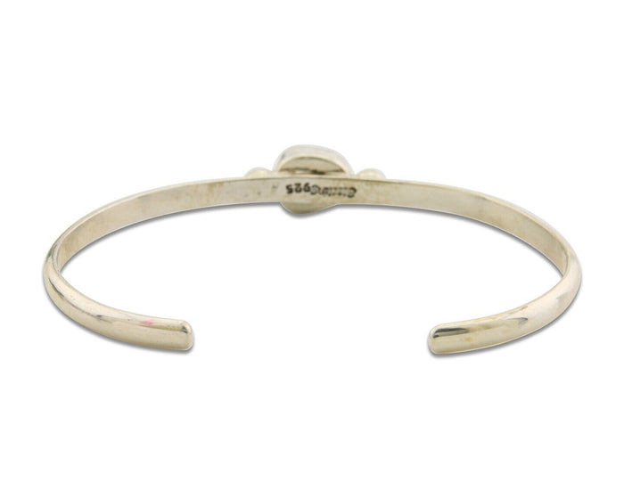 Navajo Bracelet .925 Silver Natural Red Coral Cuff Native American Artist C.80's