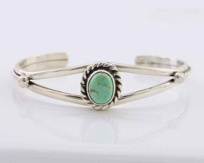 Navajo Bracelet 925 Silver Natural Turquoise Artist Signed Gecko C.80's
