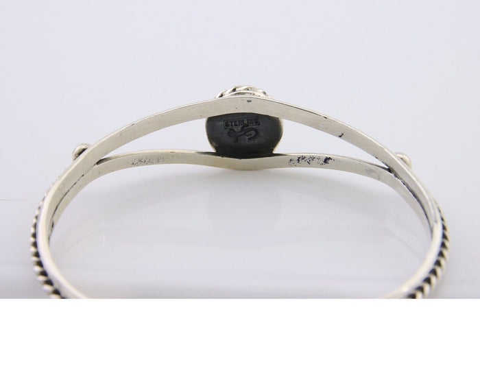 Navajo Bracelet 925 Silver Natural Turquoise Artist Signed Gecko C.80's