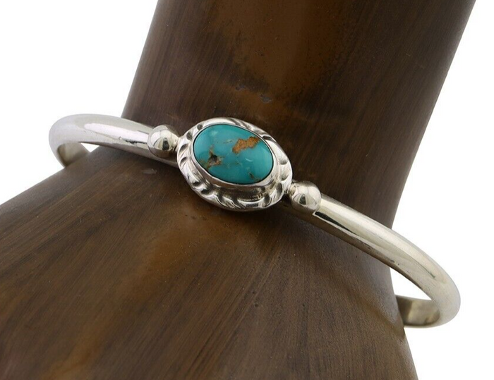 Navajo Bracelet 925 Silver Natural Turquoise Native American Artist C.80's