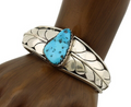 Navajo Bracelet 925 Silver Sleeping Beauty Turquoise Native American Artist C80s