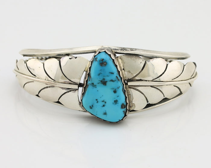 Navajo Bracelet 925 Silver Sleeping Beauty Turquoise Native American Artist C80s