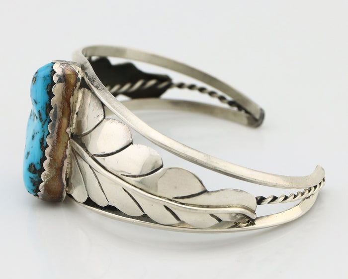 Navajo Bracelet 925 Silver Sleeping Beauty Turquoise Native American Artist C80s