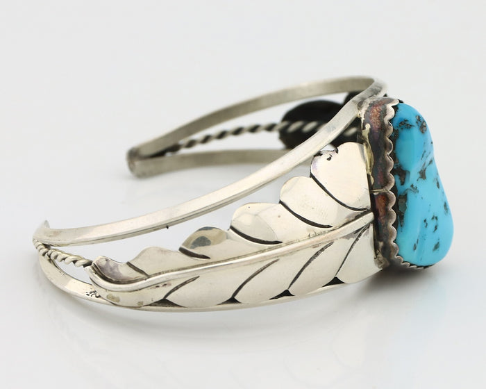 Navajo Bracelet 925 Silver Sleeping Beauty Turquoise Native American Artist C80s