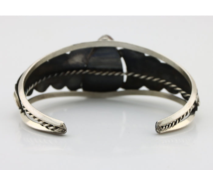 Navajo Bracelet 925 Silver Sleeping Beauty Turquoise Native American Artist C80s