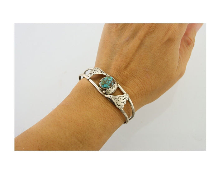 Navajo Bracelet 925 Silver Turquoise Cuff Native American Artist C.80's