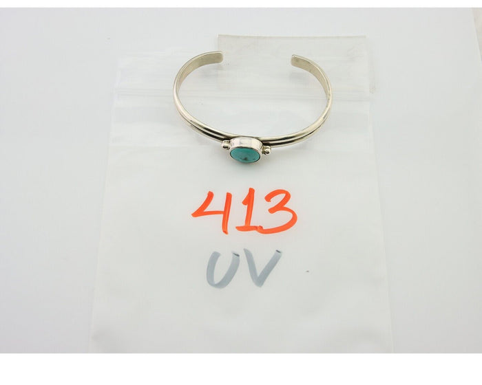 Navajo Bracelet 925 Silver Turquoise Cuff Native American Artist C.80's