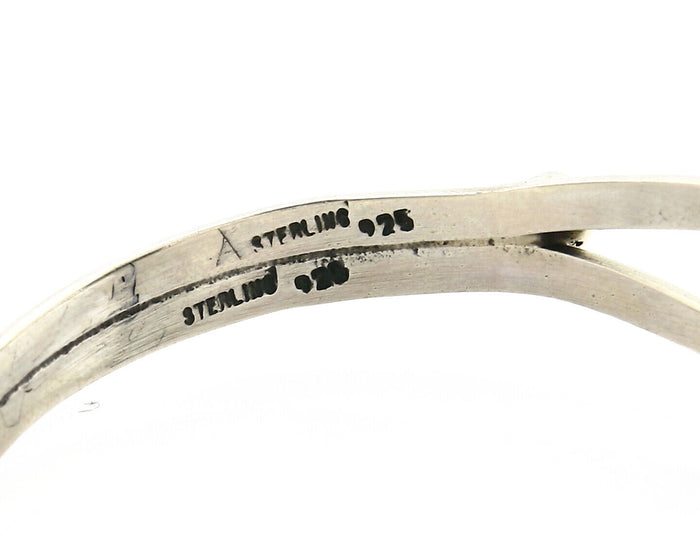 Navajo Bracelet .925 Silver Turquoise Mountain Signed Calvin Peterson C.80's