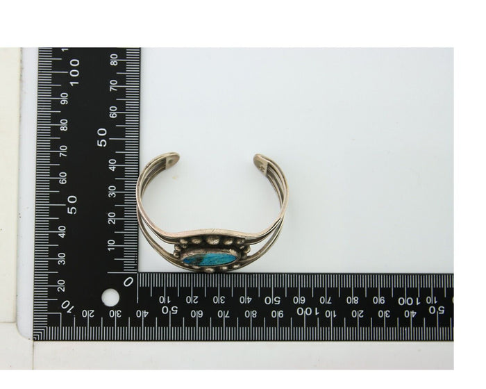 Navajo Bracelet .999 Nickel Turquoise Cuff Artist Signed C.80's