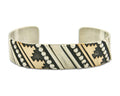 Navajo Bracelet Gold & 925 Silver Handmade 16 mm Wide Signed Thomas Singer C80s