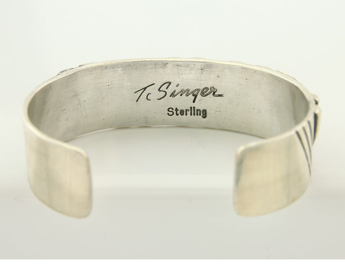 Navajo Bracelet Gold & 925 Silver Handmade 16 mm Wide Signed Thomas Singer C80s
