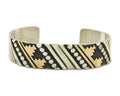 Navajo Bracelet Gold & 925 Silver Handmade 16mm Wide Artist Signed Thomas Singer