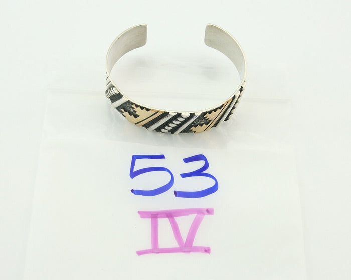 Navajo Bracelet Gold & 925 Silver Handmade 16mm Wide Artist Signed Thomas Singer