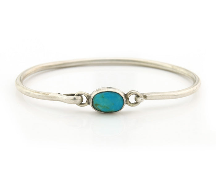 Navajo Bracelet Sterling Silver Blue Turquoise Artist Signed Montoya
