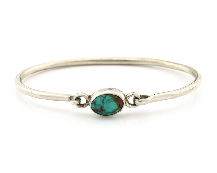 Navajo Bracelet Sterling Silver Blue Turquoise Artist Signed Montoya