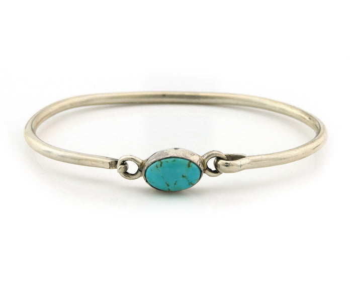 Navajo Bracelet Sterling Silver Blue Turquoise Artist Signed Montoya