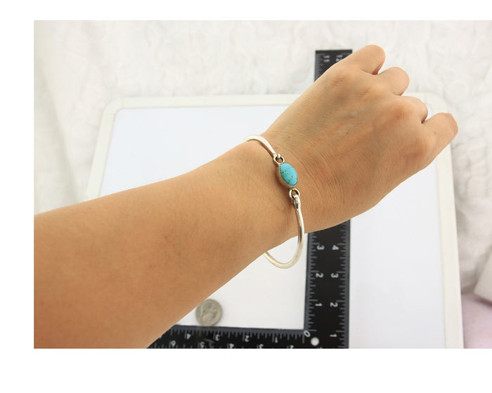 Navajo Bracelet Sterling Silver Blue Turquoise Artist Signed Montoya