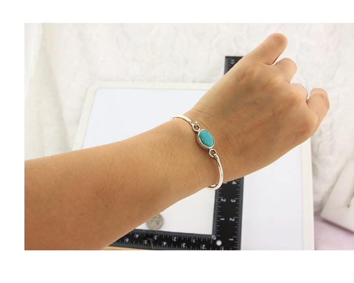 Navajo Bracelet Sterling Silver Blue Turquoise Artist Signed Montoya