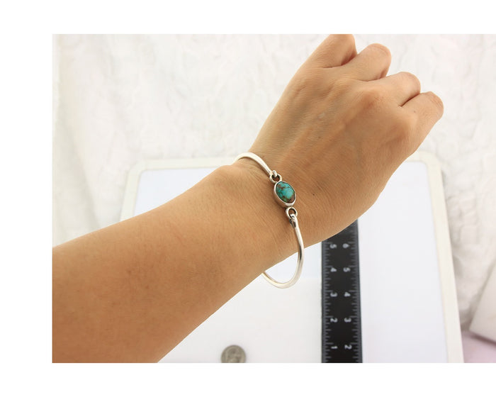 Navajo Bracelet Sterling Silver Blue Turquoise Artist Signed Montoya