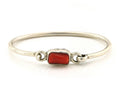Navajo Bracelet Sterling Silver Natural Red Coral Artist Signed Sunrise