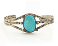 Navajo Bracelet Sterling Silver Turquoise Hand Stamped Native American Artist