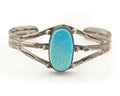 Navajo Bracelet Sterling Silver Turquoise Hand Stamped Native American Artist
