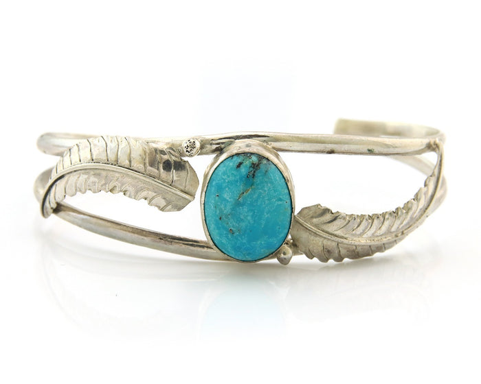 Navajo Bracelet Sterling Silver Turquoise Native American Artist Handmade