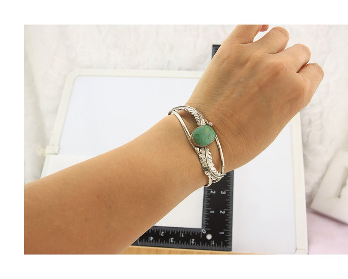 Navajo Bracelet Sterling Silver Turquoise Native American Artist Handmade