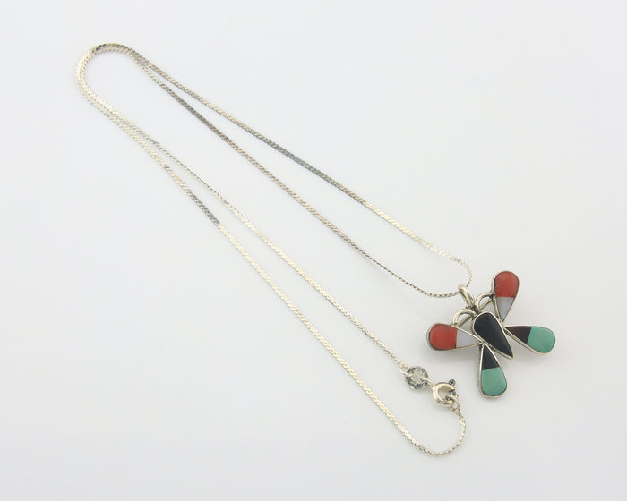 Navajo Butterfly Necklace Sterling Silver Authentic Natural Gemstone