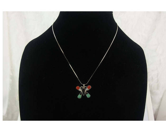 Navajo Butterfly Necklace Sterling Silver Authentic Natural Gemstone