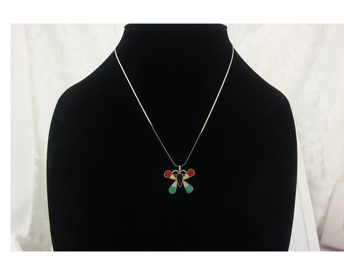 Navajo Butterfly Necklace Sterling Silver Authentic Natural Gemstone