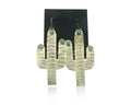 Navajo Cactus Earrings 925 Silver Natural Turquoise Native American Artist C.80s
