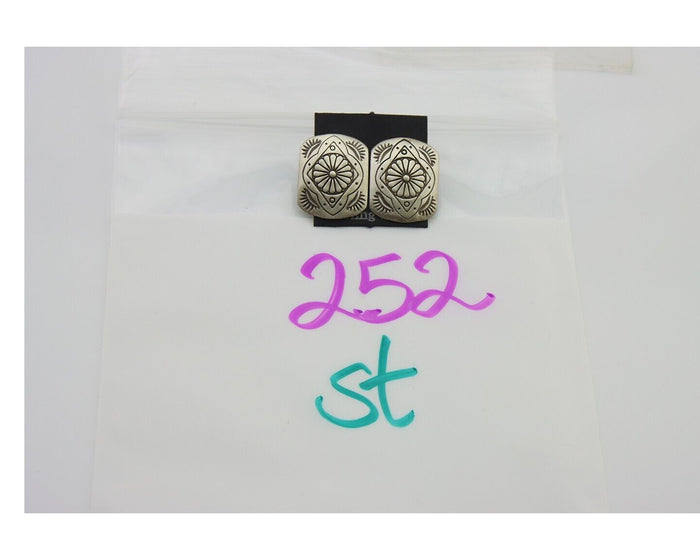 Navajo Concho Earrings 925 Silver Native American Artist C.80's