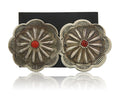 Navajo Concho Earrings 925 Silver Natural Coral Native American Artist C.80's