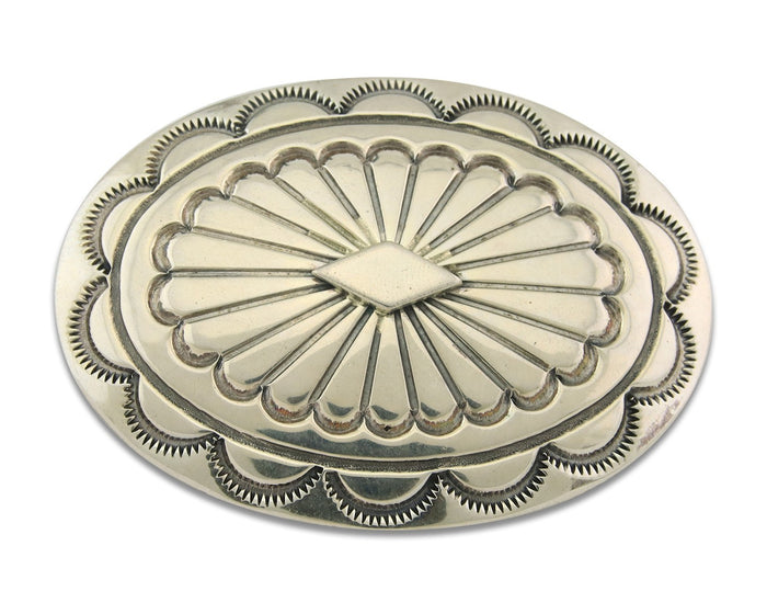 Navajo Concho Pin Sterling Silver Hand Stamped Artist Signed Tim Guerro