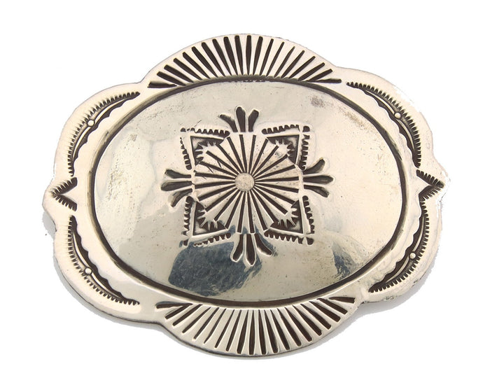Navajo Concho Pin Sterling Silver Hand Stamped Native American Artist