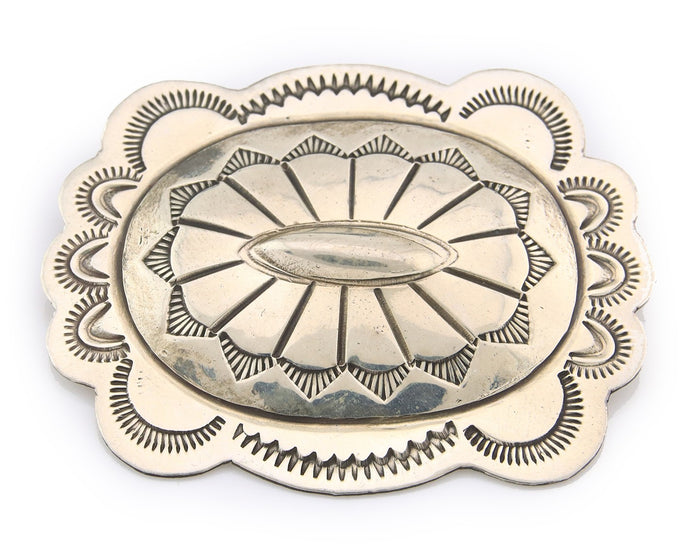 Navajo Concho Pin Sterling Silver Hand Stamped Native American Artist
