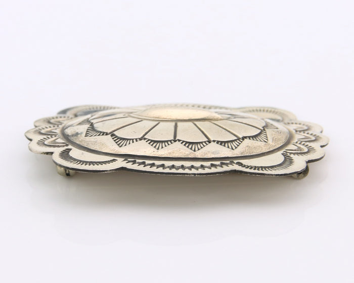 Navajo Concho Pin Sterling Silver Hand Stamped Native American Artist