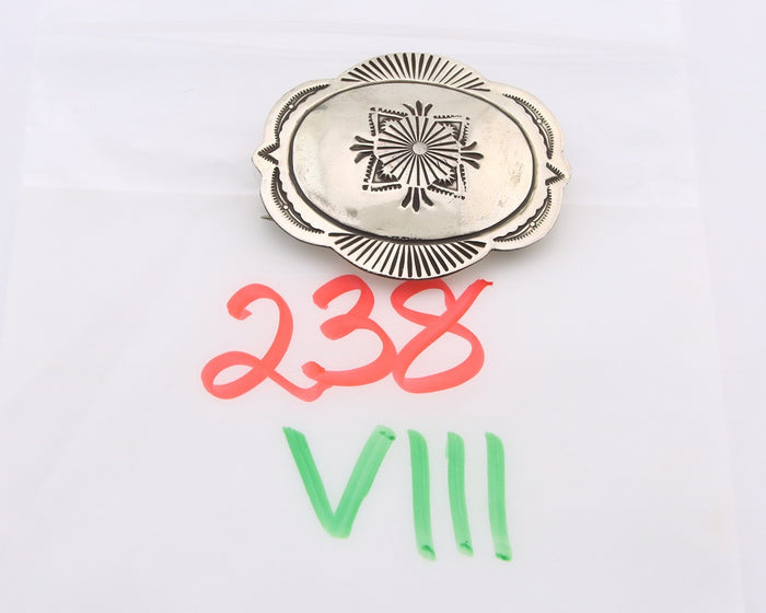 Navajo Concho Pin Sterling Silver Hand Stamped Native American Artist