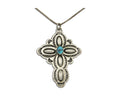Navajo Cross Hand Stamped Necklace 925 Silver Turquoise Artist JRS C.80's