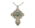 Navajo Cross Hand Stamped Necklace 925 Silver Turquoise Artist JRS C.80's