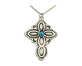 Navajo Cross Hand Stamped Necklace 925 Silver Turquoise Native Artist C.80's