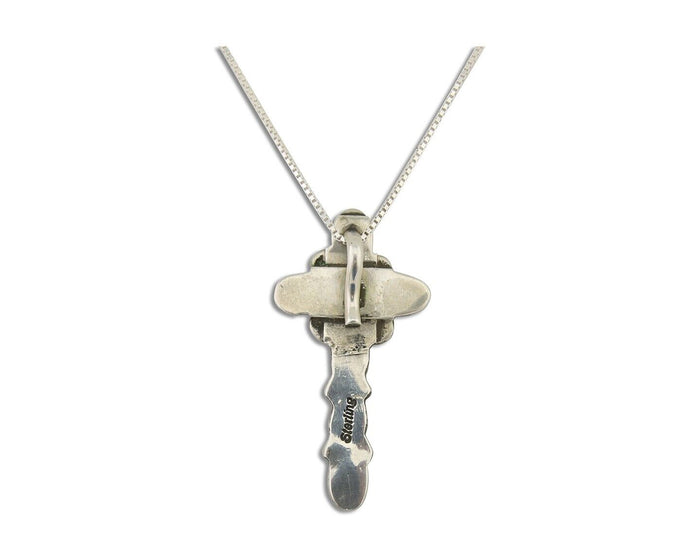 Navajo Cross Necklace 925 Silver Mediterranean Coral Native American Artist C80s