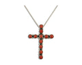 Navajo Cross Necklace 925 Silver Mediterranean Coral Signed Benjamin Piaso C.80s