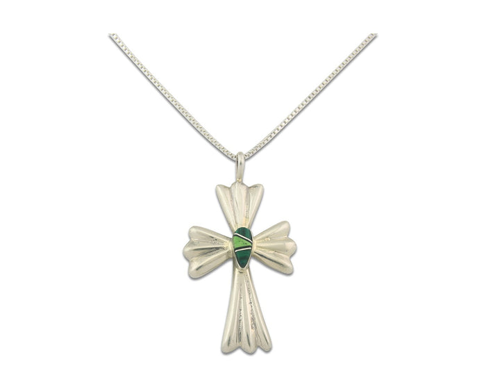 Navajo Cross Necklace Sterling Silver Authentic Natural Gemstones Signed M