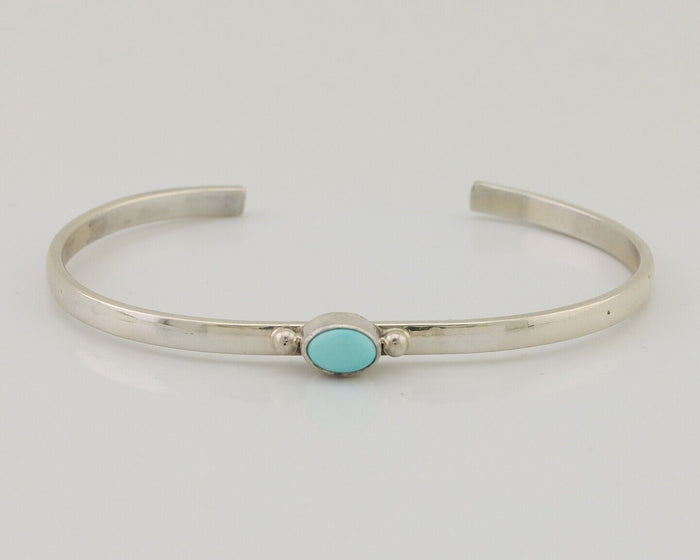 Navajo Cuff Bracelet 925 Silver Blue Turquoise Native American Artist C.80's