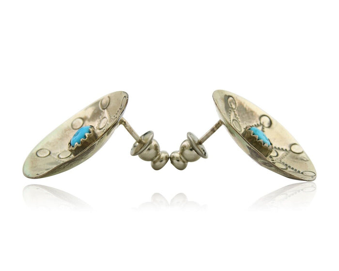 Navajo Cuff Bracelet 925 Silver Concho Turquoise Signed Helen Harrison C.80's