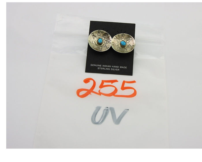 Navajo Cuff Bracelet 925 Silver Concho Turquoise Signed Helen Harrison C.80's