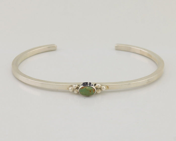Navajo Cuff Bracelet 925 Silver Green Turquoise Native American Artist C.80's