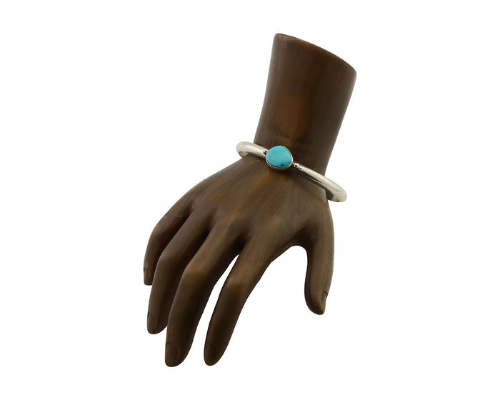 Navajo Cuff Bracelet 925 Silver Natural Blue Turquoise Native American C.80's
